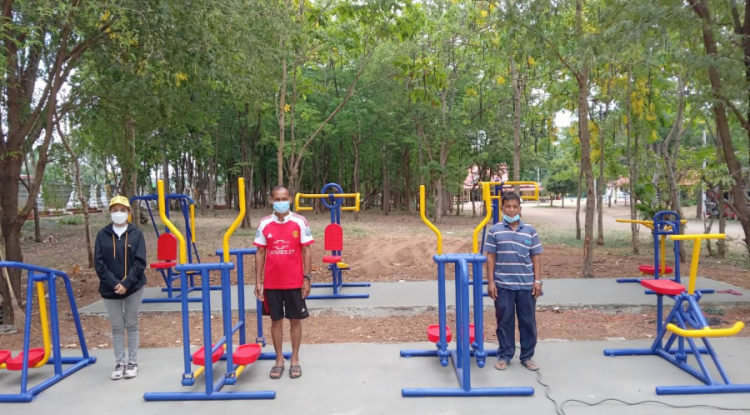 อบต.บ้านใหม่ ดำเนินการสร้างลานกีฬาออกกำลังกายให้กับประชาชน บ้านใหม่ ม.4