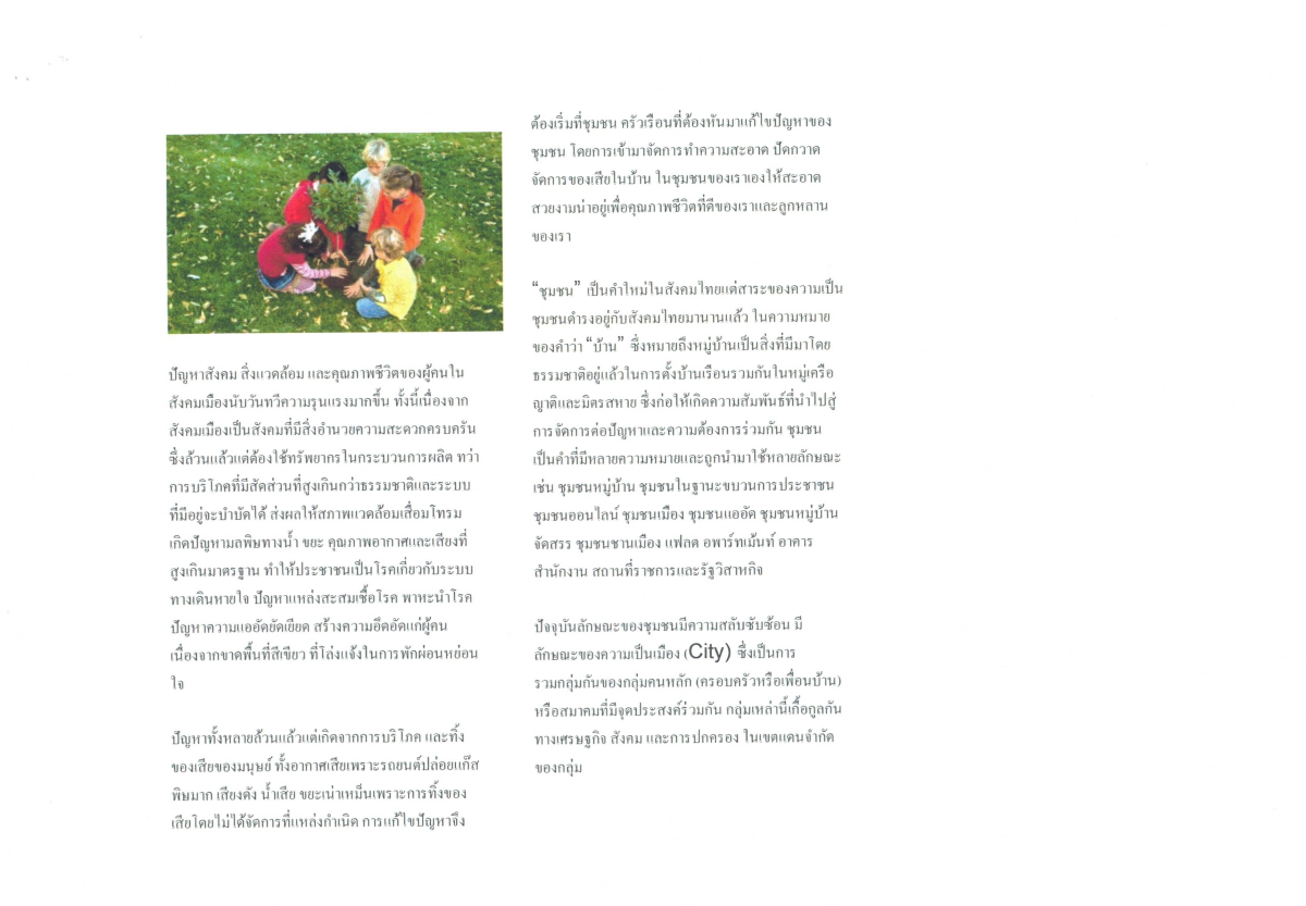 แนวคิดการแก้ปัญหาในชุมชน เรื่องของสภาพแวดล้อมให้สะอาด